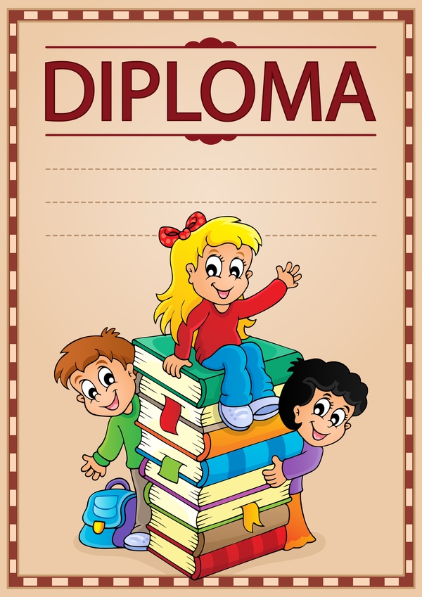 Cartoon styles diploma theme template vectors 15