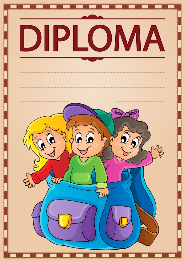 Cartoon styles diploma theme template vectors 16