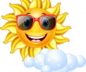 Cartoon sun smiling face vectors 02