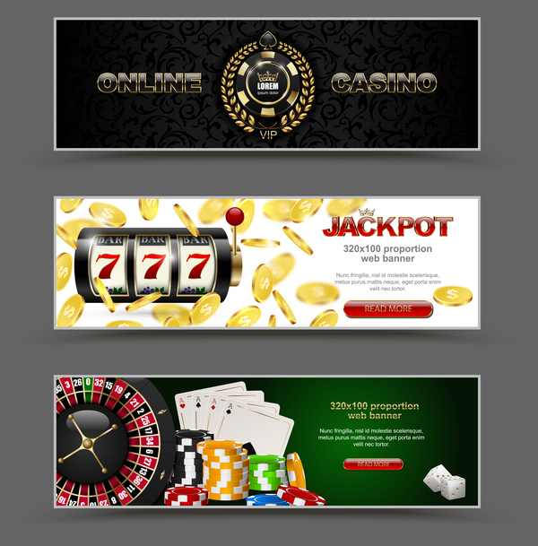 Casino banners design vector set 01