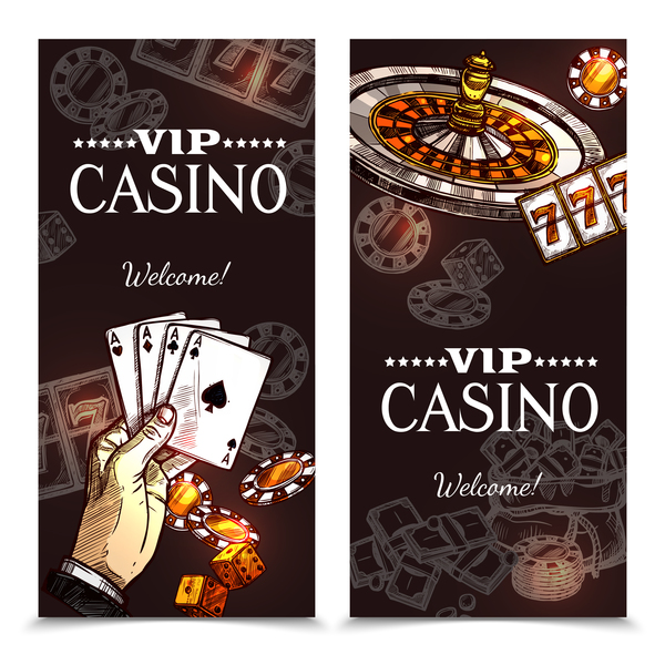 Casino banners design vector set 02