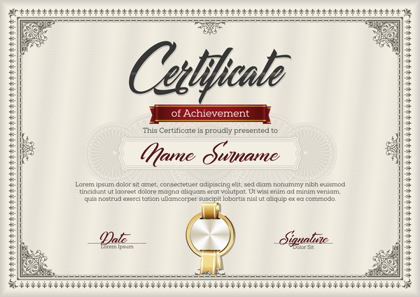 Certificate templete brown vector 01