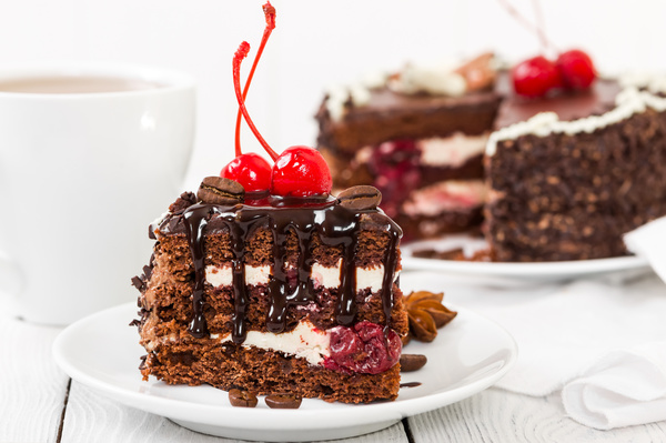 Cherry Chocolate Cake Stock Photo