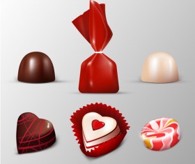 Chocolate with candy icons set
