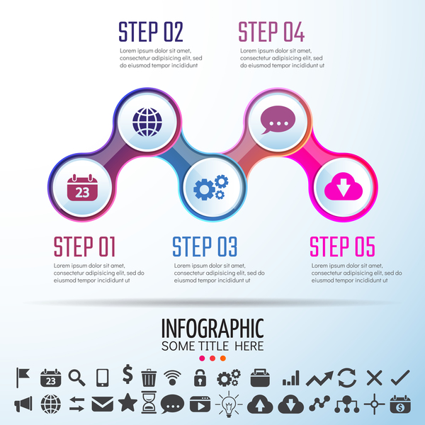Circles infographic colored vector template 01