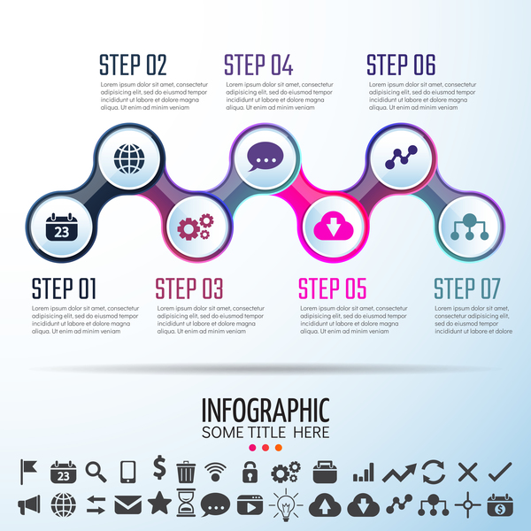 Circles infographic colored vector template 02