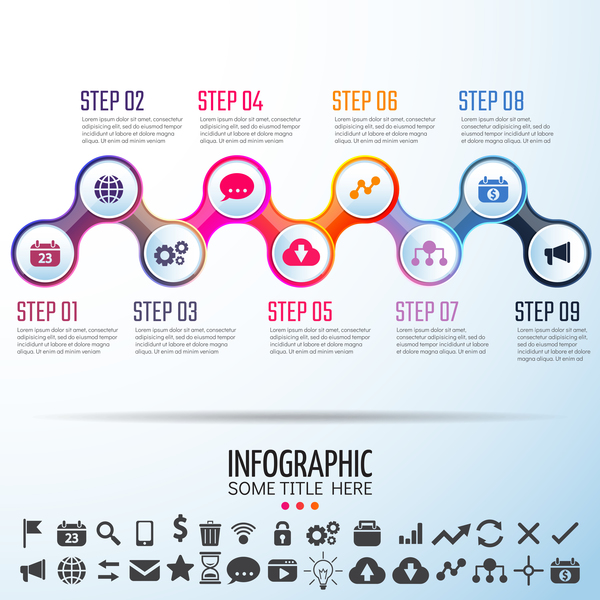 Circles infographic colored vector template 03
