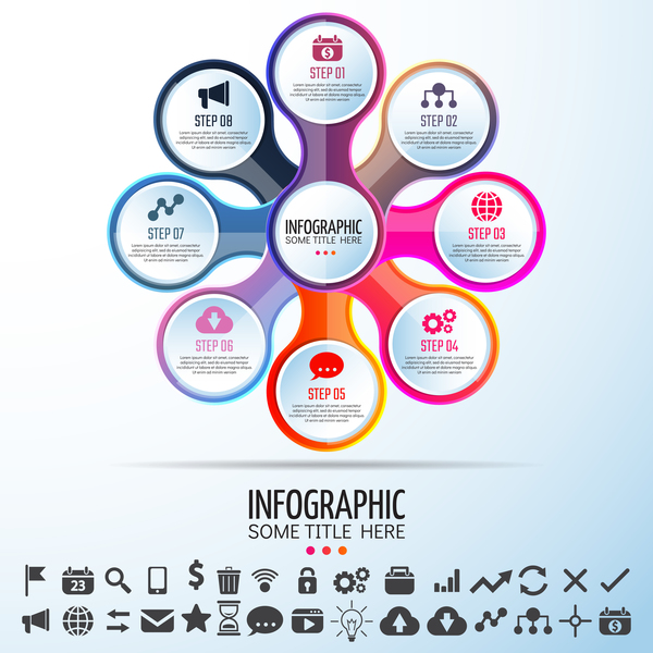 Circles infographic colored vector template 04