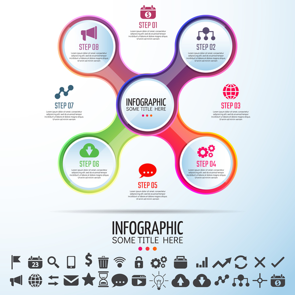 Circles infographic colored vector template 05