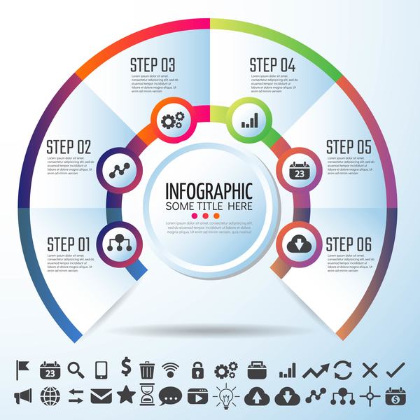 Circles option infographic template vector 01