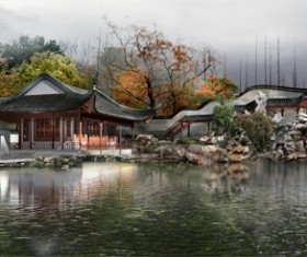 Classical garden landscape Stock Photo