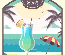 Cocktail summer bar poster template vector 01