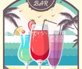 Cocktail summer bar poster template vector 02