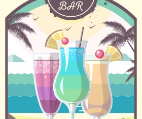 Cocktail summer bar poster template vector 03