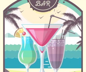 Cocktail summer bar poster template vector 05