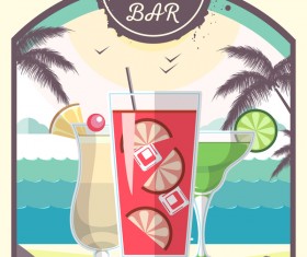 Cocktail summer bar poster template vector 07
