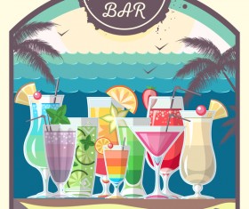 Cocktail summer bar poster template vector 08