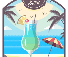 Cocktail summer bar poster template vector 09