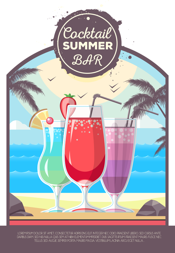 Cocktail summer bar poster template vector 10