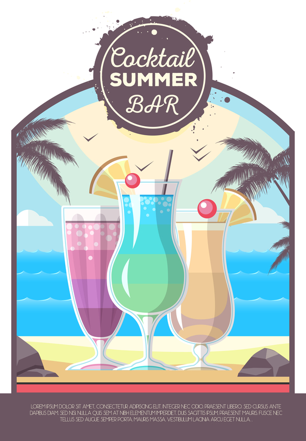 Cocktail summer bar poster template vector 11