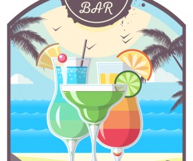 Cocktail summer bar poster template vector 14