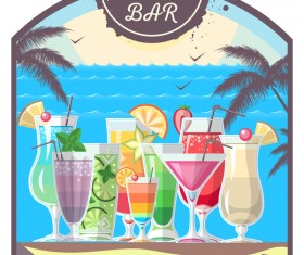 Cocktail summer bar poster template vector 16