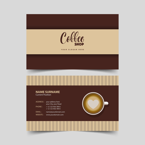 Coffee shop business card vector 03