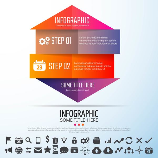 Colored banners with infographic template vector 01