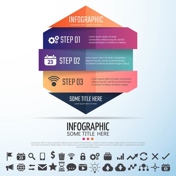 Colored banners with infographic template vector 02