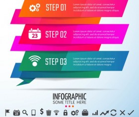 Colored banners with infographic template vector 07