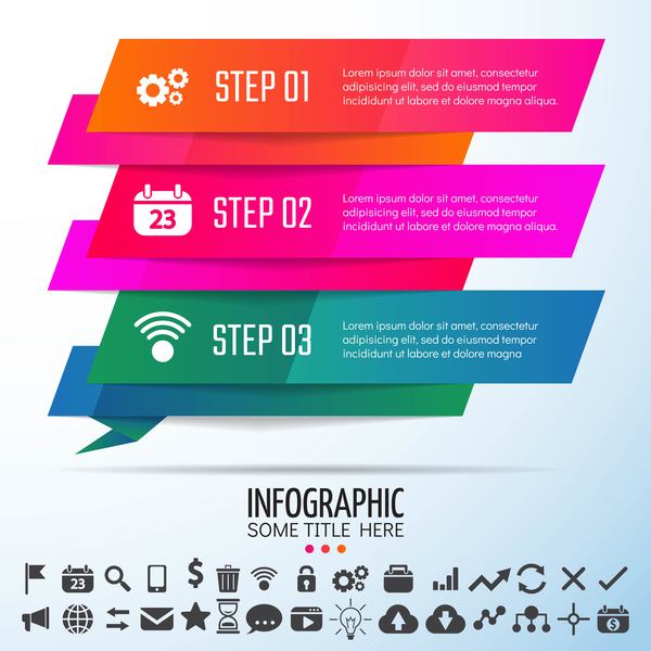 Colored banners with infographic template vector 07
