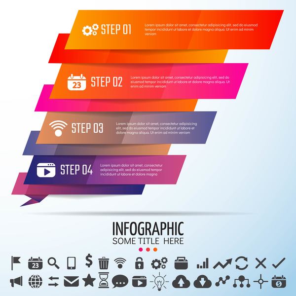Colored banners with infographic template vector 08