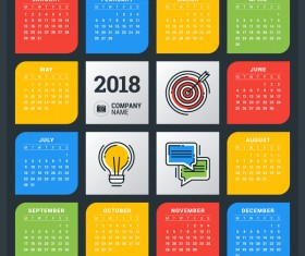 Colored creative 2018 calendar vector