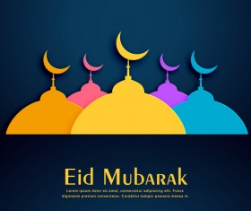 Colored eid mubarak background design vector
