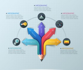 Colored pencil with infographic template vector 01