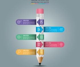 Colored pencil with infographic template vector 02