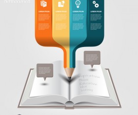 Colored pencil with infographic template vector 06