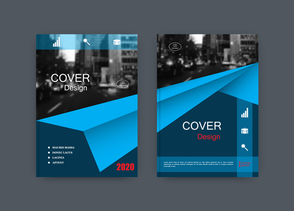 Corporate brochure cover blue styles vector 01