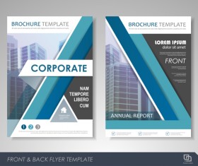 Corporate brochure cover blue styles vector 02