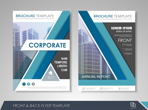 Corporate brochure cover blue styles vector 02