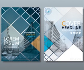 Corporate brochure cover blue styles vector 03