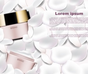 Cosmetic ads poster template with white petals vector 02