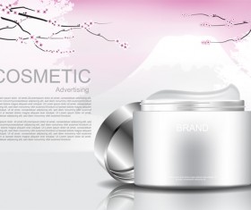 Cosmetic advertising poster with cherry blossoms vector 01