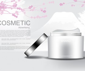 Cosmetic advertising poster with cherry blossoms vector 02