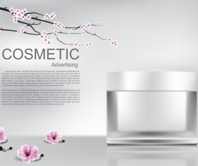 Cosmetic advertising poster with cherry blossoms vector 03
