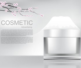 Cosmetic advertising poster with cherry blossoms vector 04