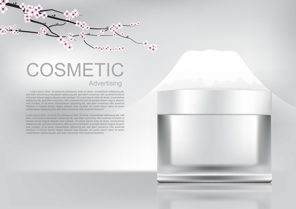 Cosmetic advertising poster with cherry blossoms vector 04