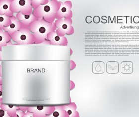 Cosmetic advertising poster with pink flower vector 02