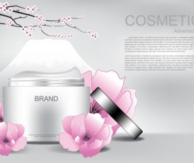 Cosmetic advertising poster with pink flower vector 08
