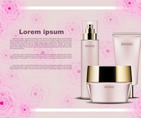 Cosmetic brand poster with pink flower vector 04